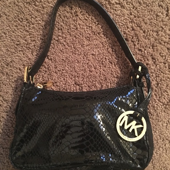 Michael Kors Black Leather Satchel. EUC Cute! - Picture 3 of 8